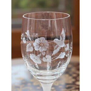 French Crystal Hummingbird Wine Goblets Made in France (Set of 2) Avon 24% Lead
